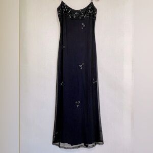 Laundry By Shelli Segal Black and Navy Maxi Sheath Dress, Size 6